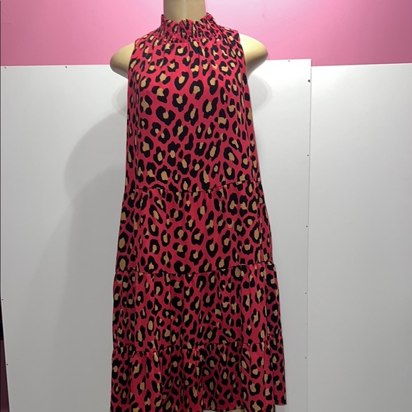 New York & Company Red and Black A-Line Halter Dress. ZS S - Picture 1 of 16